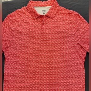 1764 Golf Polo Shirt Mens XLARGE Hibiscus Red Performance Stretch Bicycle Riding